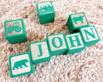 Keepsake Blocks, Custom Baby Gift, Personalized Wood Blocks, Wooden Baby Block, Baby Shower Gift, Name Blocks, Woodland Room Décor