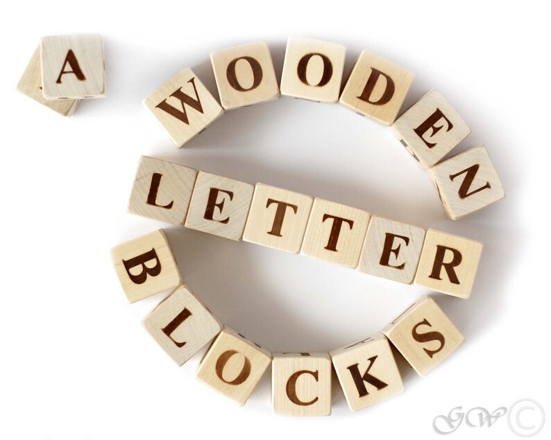 Wood Alphabet Blocks, Letter Learning Blocks, Set of Letters and Numbers, Wooded Number Block Set image 8