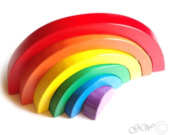 Wooden Toy Rainbow. Stacking toy, Waldorf Toddler Toy, Rainbow Stacker