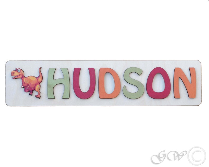 Personalized Name With Dinosaur Puzzle Name Personalised Toy Etsy