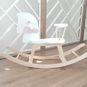 Schaukelpferd aus Holz, personalisiertes Schaukelpferd, Holzpferdespielzeug, Kinderschaukelpferd, klassisches Schaukelpferd aus Holz, handgefertigtes Kinderspielzeug Bild 9