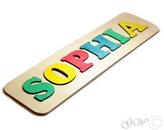 Wooden Personalized Name Puzzle, Nursery Decor, Christmas Gift, Birthday Gift, Custom Baby Gift, Primary Colors, Engraved Busy Board, Pastel