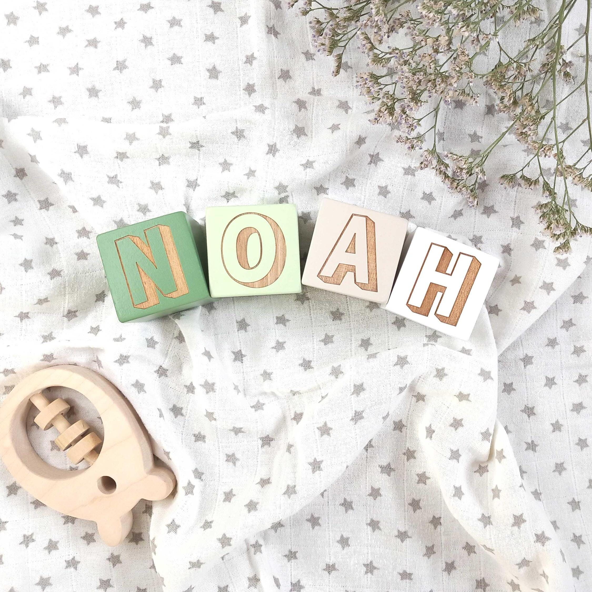 Personalized Wood Name Blocks, Alphabet Baby Custom Letters Wooden Toy, Natural Nursery Home Decor,  Custom Baby Cube, Keepsake Gift