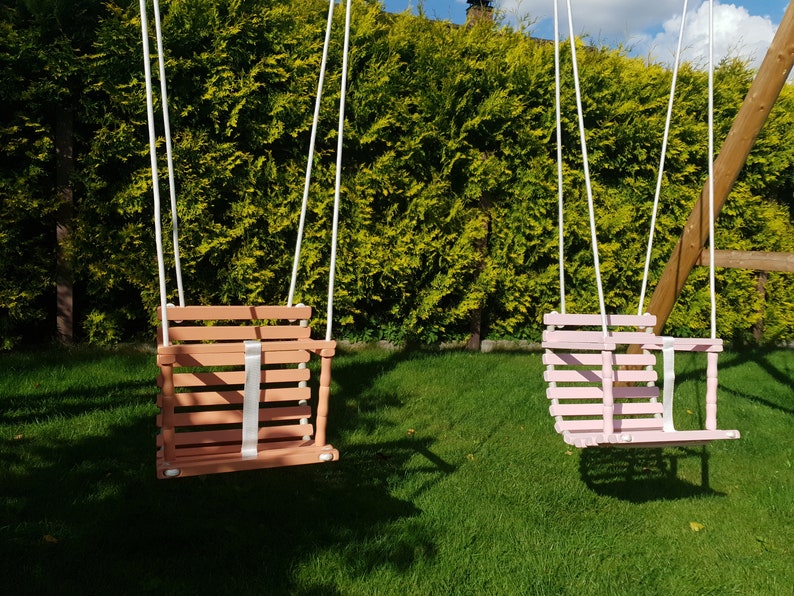 Wooden Handmade Swing, Personalized Baby Swing, Toddler Outdoor Swing image 8