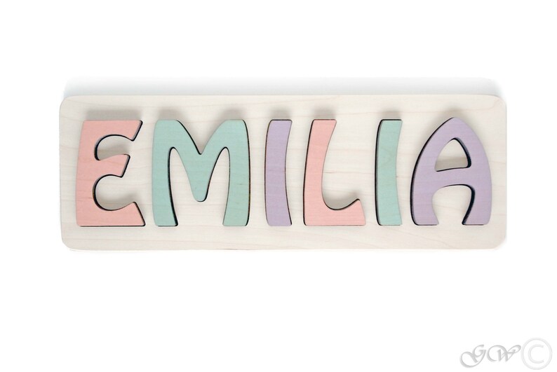 Personalized Name Puzzle, Montessori Toys, Wooden Puzzle For Child, Baby Gift, Custom Name Sign, Pastel Color Girl, First Christmas Gift 6