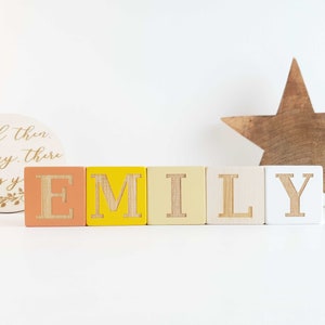 Wooden Name Blocks, Personalized Baby Blocks, Alphabet Baby Custom Letters Wooden Toy, Nursery décor, Baby Photo Prop, New Baby Shower Gift image 6