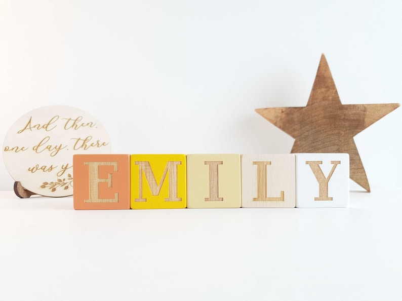 Wooden Name Blocks, Personalized Baby Blocks, Alphabet Baby Custom Letters Wooden Toy, Nursery décor, Baby Photo Prop, New Baby Shower Gift image 6