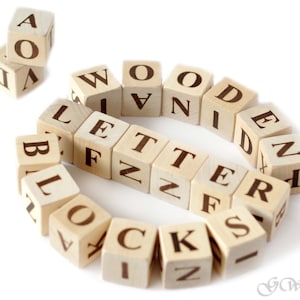 Wood Alphabet Blocks, Letter Learning Blocks, Set of Letters and Numbers, Wooded Number Block Set image 10