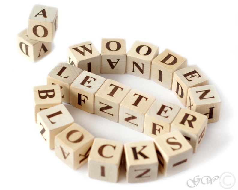 Wood Alphabet Blocks, Letter Learning Blocks, Set of Letters and Numbers, Wooded Number Block Set image 10