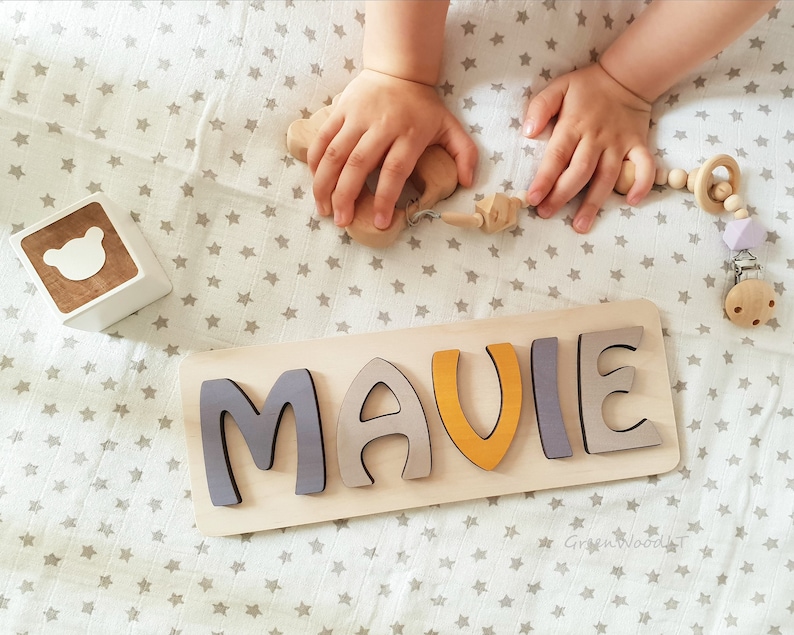 Personalized Name, Puzzle Name, Personalized Toy, Nursery Decor, Christmas Gift, Birthday Gift, Pastel Colors, Custom Baby Gift, Rainbow 11