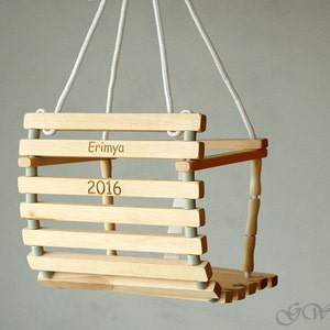 Wooden Handmade Swing, Personalized Baby Swing, Toddler Outdoor Swing Unpainted