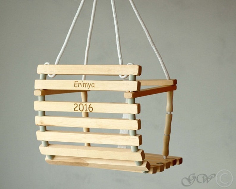 Wooden Handmade Swing, Personalized Baby Swing, Toddler Outdoor Swing Unpainted