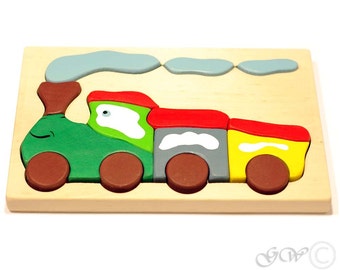 Train de puzzle en bois, Jouets en bois, Puzzle en bois