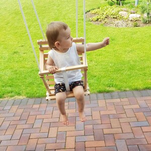 Wooden Handmade Swing, Personalized Baby Swing, Toddler Outdoor Swing image 2