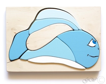 Wooden Puzzle Whale, Wooden toys, Wooden animal puzzle