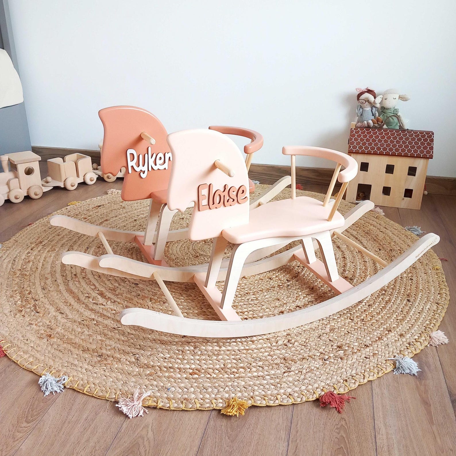 Wooden Rocking Horse, Christmas Baby Gift, Personalized Wooden Horse ...