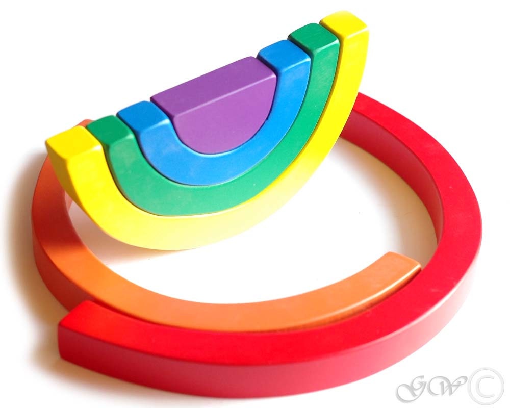 Wooden Toy Rainbow. Stacking Toy Waldorf Toddler Toy Rainbow Etsy