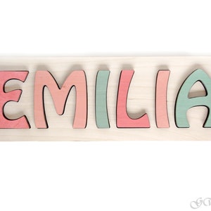 Personalized Name Puzzle, Montessori Toys, Wooden Puzzle For Child, Baby Gift, Custom Name Sign, Pastel Color Girl, First Christmas Gift 4