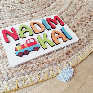 Personalized Name Puzzle with Truck Wooden Custom Name image 7