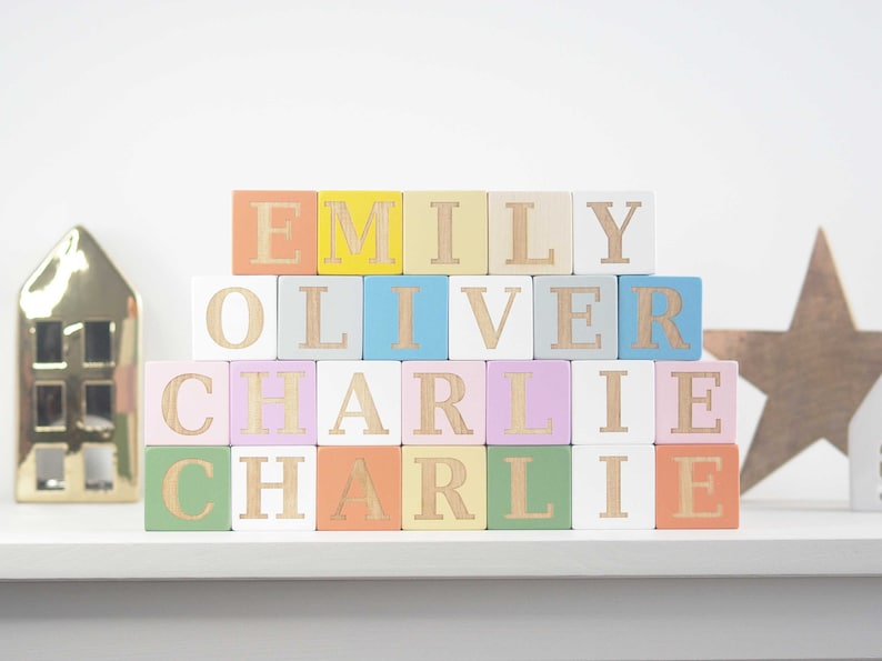 Wooden Name Blocks, Personalized Baby Blocks, Alphabet Baby Custom Letters Wooden Toy, Nursery décor, Baby Photo Prop, New Baby Shower Gift image 4