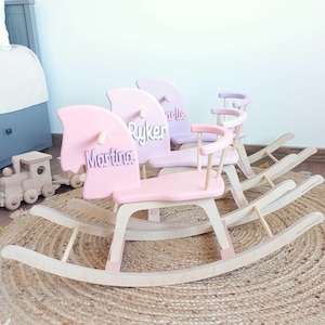 Rocking Horse, Wooden Personalized Toddler Rocking Horse, Baby Shower, Birthday Custom Gift, Classic Rocking Horse, Baptism gift