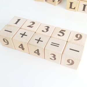 Wood Alphabet Blocks, Letter Learning Blocks, Set of Letters and Numbers, Wooded Number Block Set Numbers