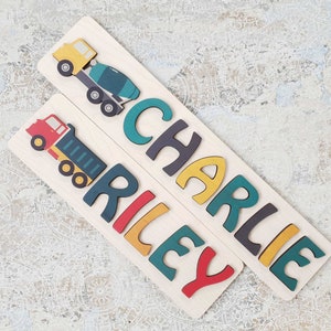 Personalized Name Puzzle with Truck Wooden Custom Name image 6