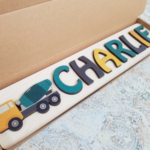 Personalized Name Puzzle with Truck Wooden Custom Name image 9