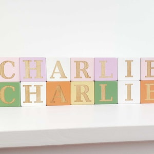 Wooden Name Blocks, Personalized Baby Blocks, Alphabet Baby Custom Letters Wooden Toy, Nursery décor, Baby Photo Prop, New Baby Shower Gift image 7