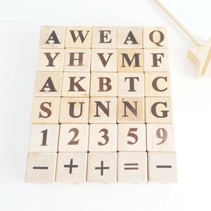 Wood Alphabet Blocks, Letter Learning Blocks, Set of Letters and Numbers, Wooded Number Block Set Letters and Numbers