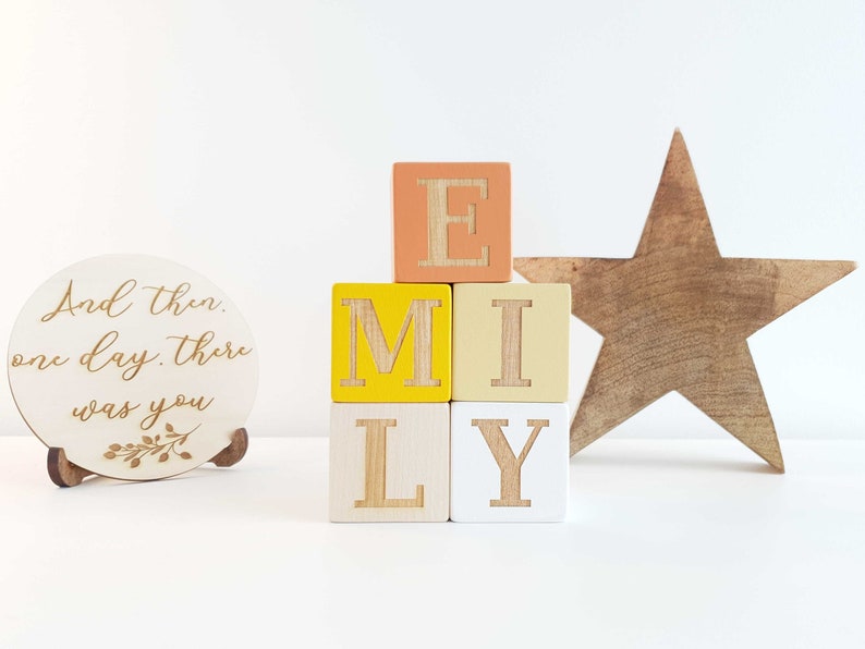 Wooden Name Blocks, Personalized Baby Blocks, Alphabet Baby Custom Letters Wooden Toy, Nursery décor, Baby Photo Prop, New Baby Shower Gift image 1