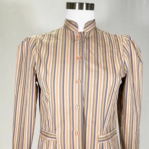 70s Mod Blazer Striped Vintage Cropped Suit Jacket Retro Businesswear - Size S