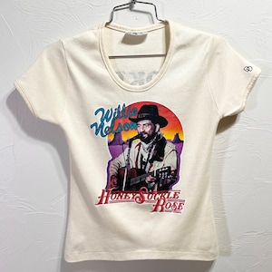 80s Willie Nelson Shirt Honeysuckle Rose Crop Top Baby Tee Double Sided Design - Size XS / S