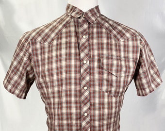 70s Plaid Handmade Men’s Snap-up Western Shirt Size L/XL