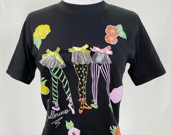 90s Three Ballerinas T-shirt 3D Design Short Sleeve T-shirt - Size Women&#39;s XS / Girls&#39; 14/16