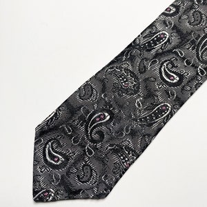 80s Expressions Black Silver Paisley Skinny Tie 2 Inch Width - Etsy