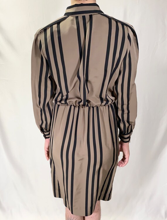 80s Albert Nipon Striped Long Sleeve Dress with P… - image 3