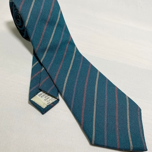 80s Green Multicolor Stripe Wool Necktie Vintage Striped Wool Tie Claybrooke