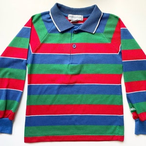 90s Oshkosh B’gosh Striped Long Sleeve Vintage Children’s Polo Shirt - Size 6