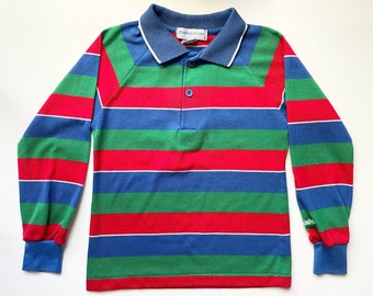 90s Oshkosh B’gosh Striped Long Sleeve Vintage Children’s Polo Shirt - Size 6