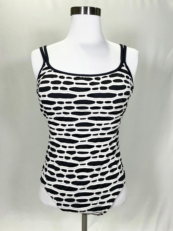 90s Black and White One Piece Swimsuit - Size S/M - image 2