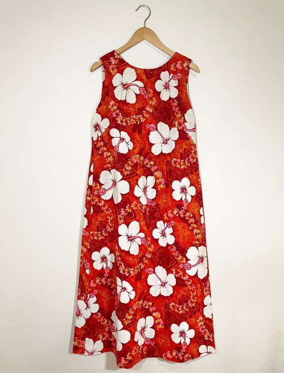 70s Made in Hawaii Floor Length Hibiscus Floral Pattern Vintage 
