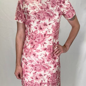 90s Talbots Pink Floral Silk / Linen Short Sleeve Dress - Size 4