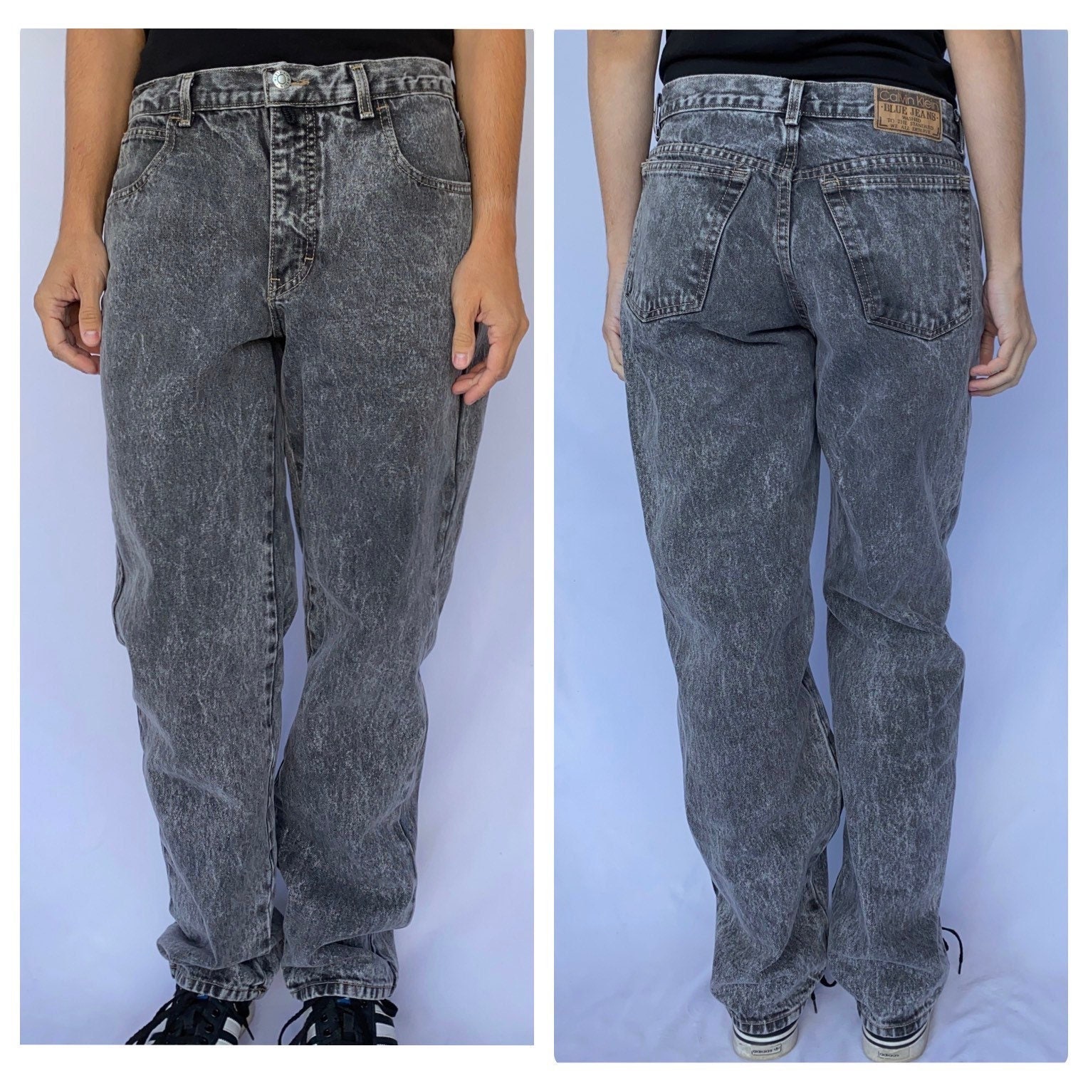 80s Calvin Klein Jeans Gray Acid Wash Tapered Leg Jeans - Etsy