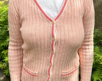 70s Sears Jr. Bazaar rosa Strickjacke - Größe S/M