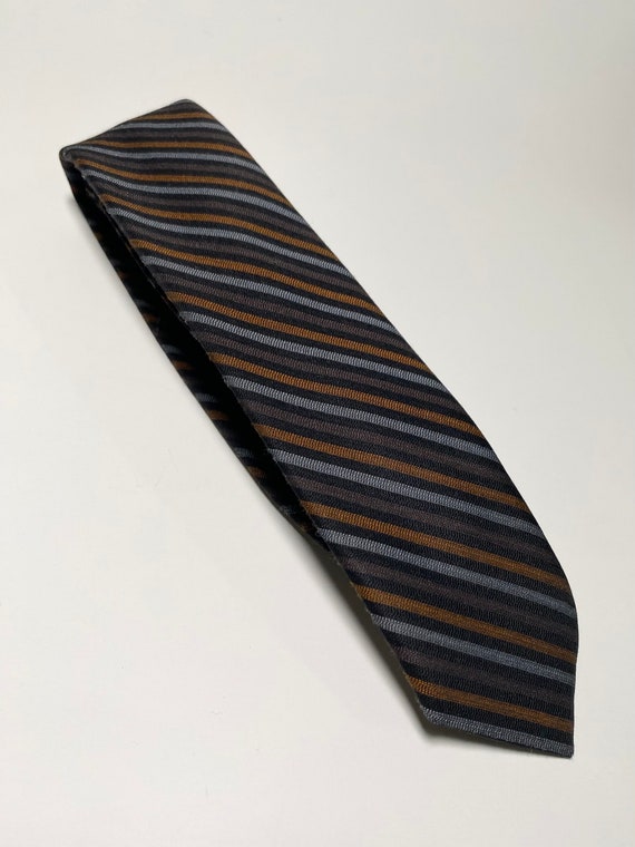 60s Superba Black and Gray Multicolor Striped Mod… - image 1