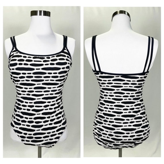 90s Black and White One Piece Swimsuit - Size S/M - image 1