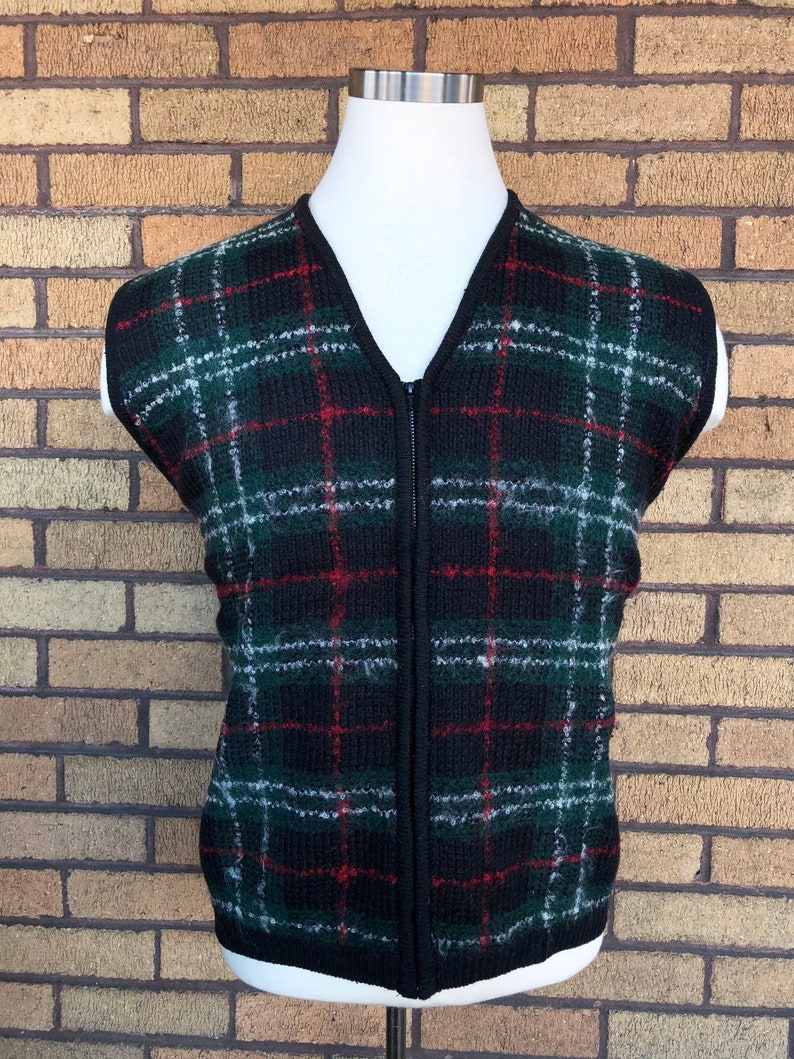 plaid christmas vest
