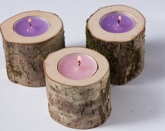 5 portavelas rústicas, soporte de luz de té, centro de mesa de la boda del bosque, decoración rústica de la boda, decoración del hogar, boda de campo, decoración de navidad