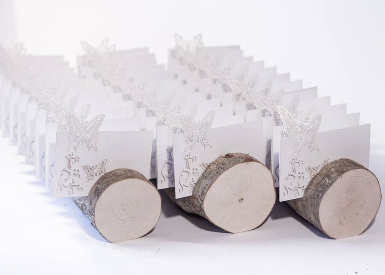 3 Pcs Log Place Card Holders Rustic Wedding Decor Guest Card Etsy